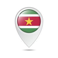 marca de localização do mapa da bandeira do suriname vetor