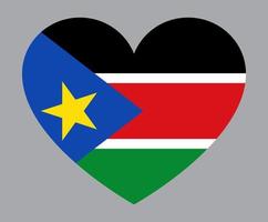ilustração plana em forma de coração da bandeira do sudão do sul vetor