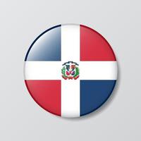 ilustração em forma de círculo de botão brilhante da bandeira da república dominicana vetor