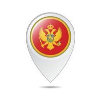 marca de localização do mapa da bandeira de montenegro vetor