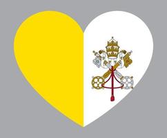 ilustração plana em forma de coração da cidade do vaticano ou da bandeira da santa sé vetor