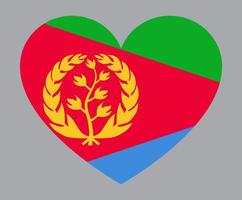 ilustração plana em forma de coração da bandeira da eritreia vetor