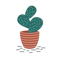 cacto de planta de casa decorativo verde na panela em estilo simples. ilustração vetorial isolada no fundo branco. vetor