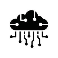 ícone de glifo de vetor de circuito de nuvem símbolo de computação em nuvem arquivo eps 10