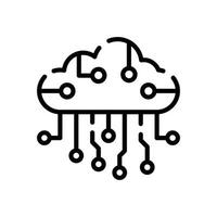 ícone de linha de vetor de circuito de nuvem símbolo de computação em nuvem arquivo eps 10