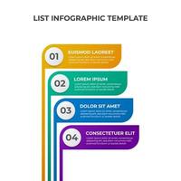 5 pontos de lista, diagrama de etapas, vetor de modelo de elemento infográfico com design colorido, pode ser usado para apresentação ou postagem em mídia social.