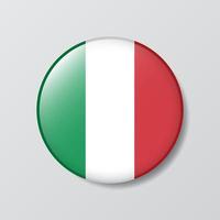 ilustração em forma de círculo de botão brilhante da bandeira da itália vetor