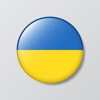 ilustração em forma de círculo de botão brilhante da bandeira da ucrânia vetor