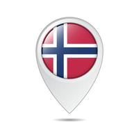 marca de localização do mapa da bandeira da noruega vetor