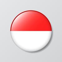 ilustração em forma de círculo de botão brilhante da bandeira da indonésia vetor