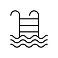 vetor de estilo de linha plana de ícone de hotel de piscina para design gráfico e web
