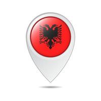 marca de localização do mapa da bandeira da albânia vetor