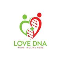 design de logotipo de amor dna saúde, coração de logotipo de amor dna, design de logotipo médico vetor