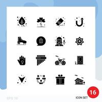 conjunto de 16 símbolos de símbolos de ícones de interface do usuário modernos para u virar seta artigos de papelaria irlandeses remover elementos de design de vetores editáveis