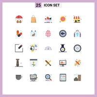 grupo de símbolos de ícone universal de 25 cores planas modernas de bagas de mercado de loja marcam elementos de design de vetores editáveis