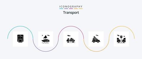 transporte glyph 5 pacote de ícones incluindo . transporte. envio. carro. transporte vetor