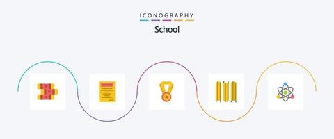 pacote de ícones da escola plana 5, incluindo . medalha. Educação. átomo vetor