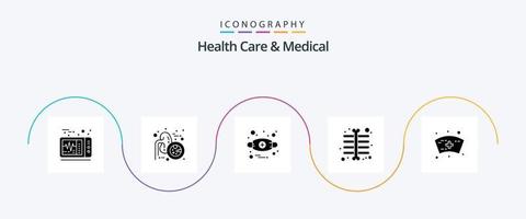 pacote de ícones de cuidados de saúde e glifos médicos 5, incluindo . médico. alergia. boné. raio vetor