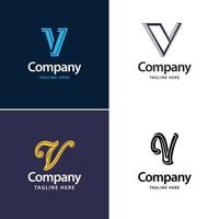 letra v design de pacote de logotipo grande design criativo de logotipos modernos para o seu negócio vetor