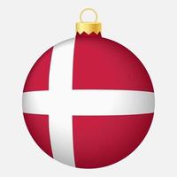 bola de árvore de natal com bandeira da dinamarca. ícone para o feriado de natal vetor