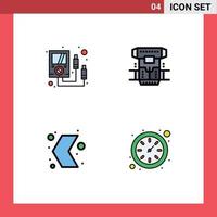 pacote de 4 cores planas criativas de linha preenchida de seta de amperímetro, elementos de design de vetores esquerdos criogênicos editáveis de vários metros