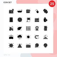 pacote de linha vetorial editável de 25 glifos sólidos simples de salva-vidas de carro passatempo praia pitada elementos de design vetorial editáveis vetor
