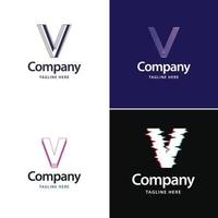 letra v design de pacote de logotipo grande design criativo de logotipos modernos para o seu negócio vetor