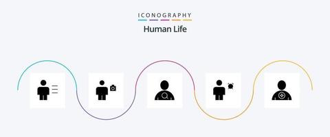 pacote de ícones de glifo humano 5 incluindo temporizador. corpo. humano. avatar. do utilizador vetor