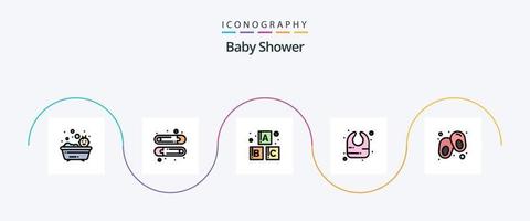 linha de chá de bebê preenchida com 5 ícones planos, incluindo . sapatos. bebê. linha. infantil vetor