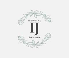 coleção de logotipos de monograma de casamento de letras iniciais ij, modelos modernos minimalistas e florais desenhados à mão para cartões de convite, salve a data, identidade elegante para restaurante, boutique, café em vetor