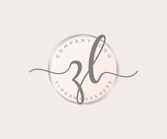 logo feminino inicial zl. utilizável para logotipos de natureza, salão, spa, cosméticos e beleza. elemento de modelo de design de logotipo de vetor plana.