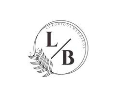lb letras iniciais modelo de logotipos de monograma de casamento, modelos modernos minimalistas e florais desenhados à mão para cartões de convite, salve a data, identidade elegante. vetor