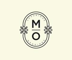 mo letras iniciais modelo de logotipos de monograma de casamento, modelos minimalistas e florais modernos desenhados à mão para cartões de convite, salve a data, identidade elegante. vetor