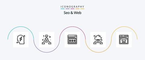 pacote de ícones seo e web line 5, incluindo página inicial. rede. seo. seo. rede vetor