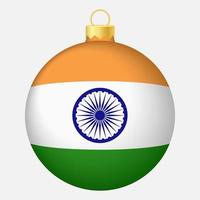 bola de árvore de natal com bandeira da índia. ícone para o feriado de natal vetor