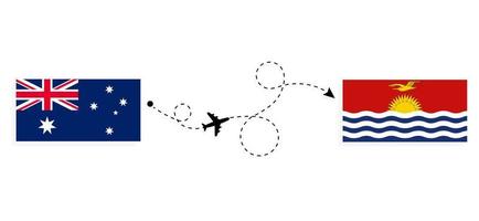 voo e viagem da Austrália para Kiribati pelo conceito de viagem de avião de passageiros vetor