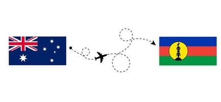 voo e viagem da austrália para a nova caledônia pelo conceito de viagem de avião de passageiros vetor