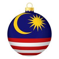 bola de árvore de natal com bandeira da malásia. ícone para o feriado de natal vetor