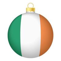 bola de árvore de natal com bandeira da irlanda. ícone para o feriado de natal vetor