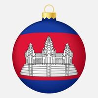 bola de árvore de natal com bandeira do camboja. ícone para o feriado de natal vetor