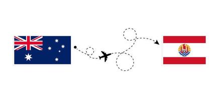 voo e viagem da Austrália para a Polinésia Francesa pelo conceito de viagem de avião de passageiros vetor