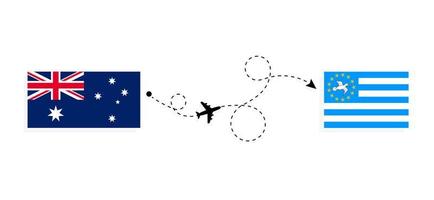 voo e viagem da austrália para camarões do sul pelo conceito de viagem de avião de passageiros vetor