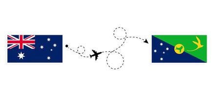 voo e viagem da austrália para a ilha natal pelo conceito de viagem de avião de passageiros vetor