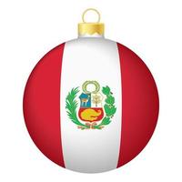 bola de árvore de natal com bandeira do peru. ícone para o feriado de natal vetor