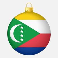bola de árvore de natal com bandeira de comores. ícone para o feriado de natal vetor