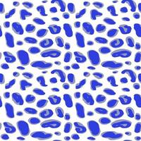 padrão de leopardo azul sem emenda de vetor, manchas pretas e azuis em um design clássico de fundo branco. ilustração vetorial