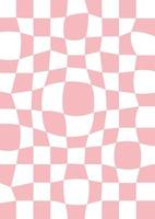 fundo do tabuleiro de xadrez distorcido retrô grade trippy. padrão geométrico abstrato rosa groovy vintage para têxteis. ilustração vetorial de estilo hippie dos anos 80 para pôster, panfleto, cartão de felicitações, banner. vetor
