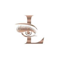 logotipo de cílios de beleza de luxo letra l vetor