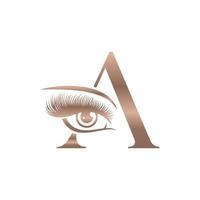 logotipo de cílios de beleza de luxo letra a vetor