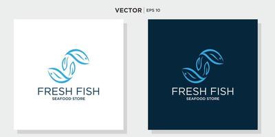 peixe no modelo de vetor de design de logotipo de água. ícone de conceito de logotipo de loja de restaurante de frutos do mar.